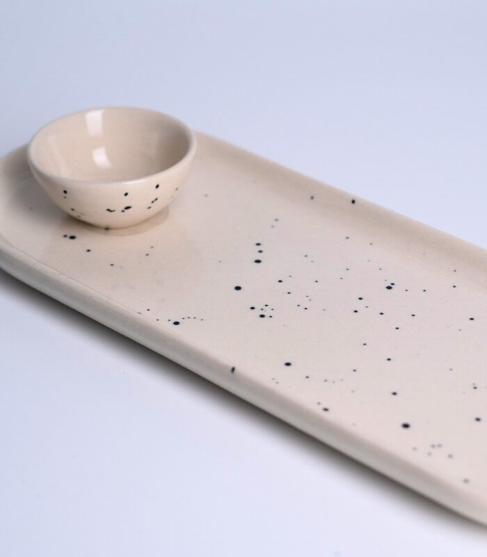 White Sushi Platter With Dip