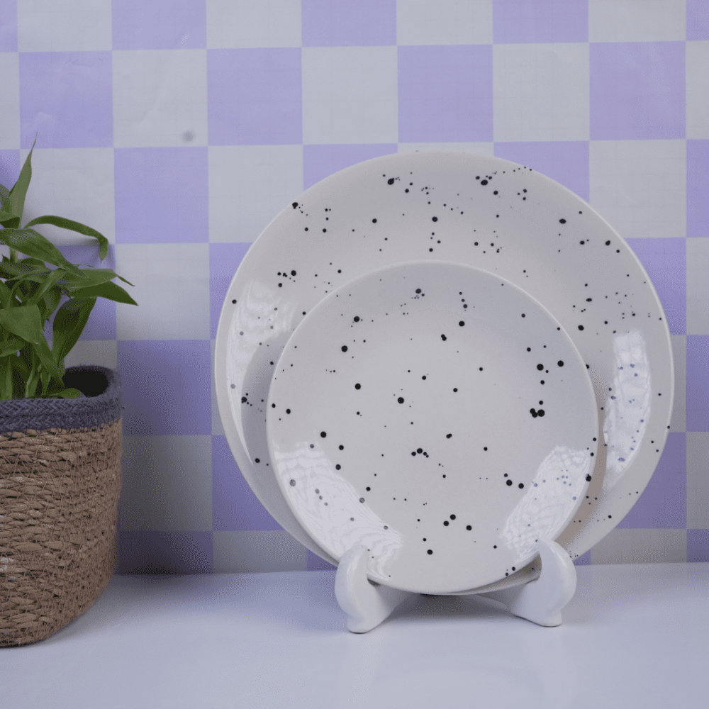 White Dinner Set with Black Sprinkles (Set Of 30) - Image 3