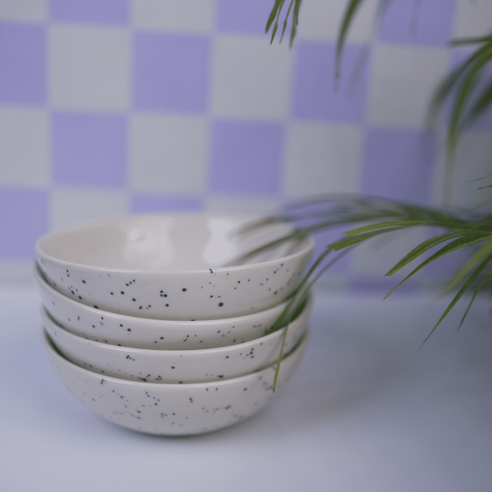 White Dinner Set with Black Sprinkles (Set Of 30) - Image 2
