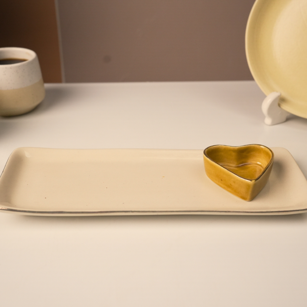 Rectangular Platter with Heart Dip