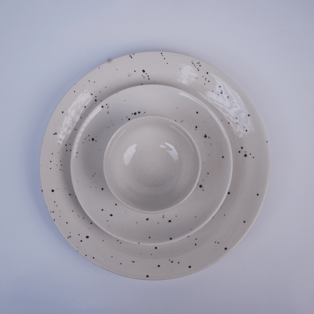 White Dinner Set with Black Sprinkles (Set Of 30) - Image 7