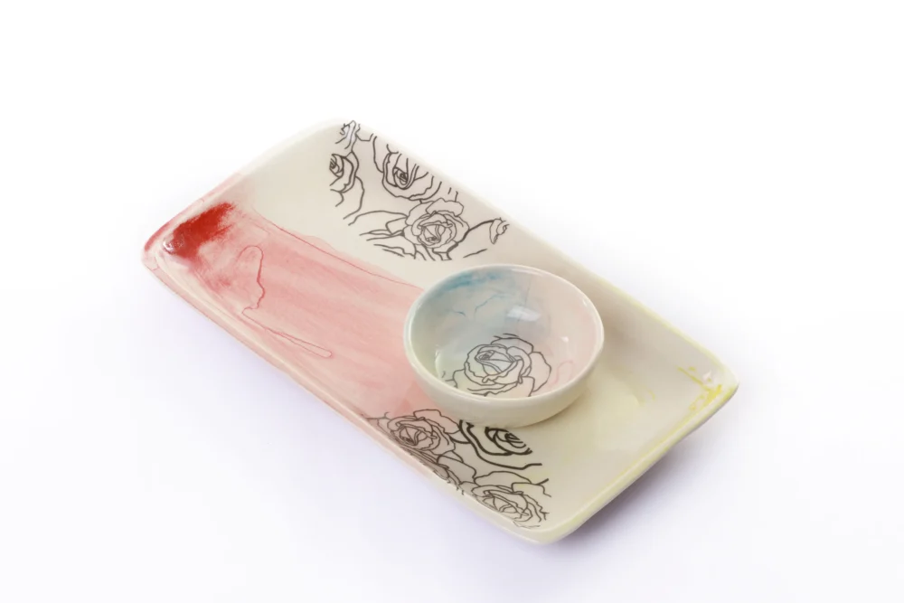 ROSE BLOSSOM PLATTER WITH DIP